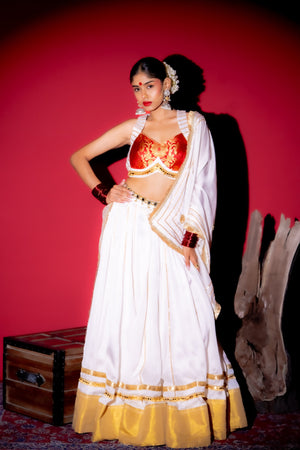 Kasavu Glow Lehenga Set