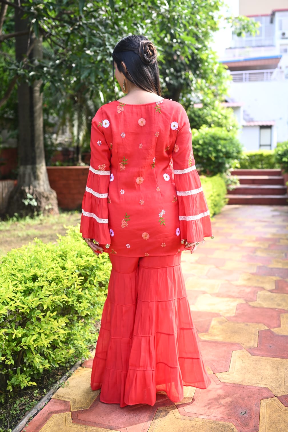 Rakhi Red Garara Set
