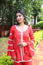 Rakhi Red Garara Set